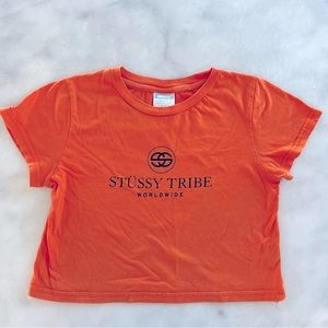 Stussy Tribe Orange crop top. Size 8